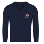 Haberdashers' Navy V-Neck Jumper With Logo